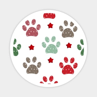 Paw print with snowflakes Magnet